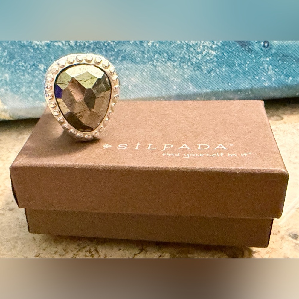 Silpada .925 Sterling Silver Pyrite Fantasy Ring Sz 8 Item #R2936